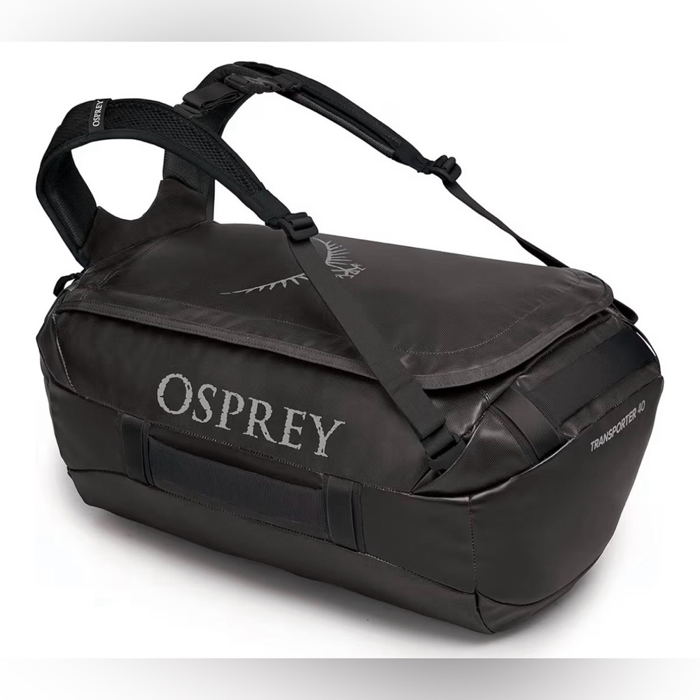 Osprey Transporter Duffel 40L NWT Black Travel Gym Bag Waterproof